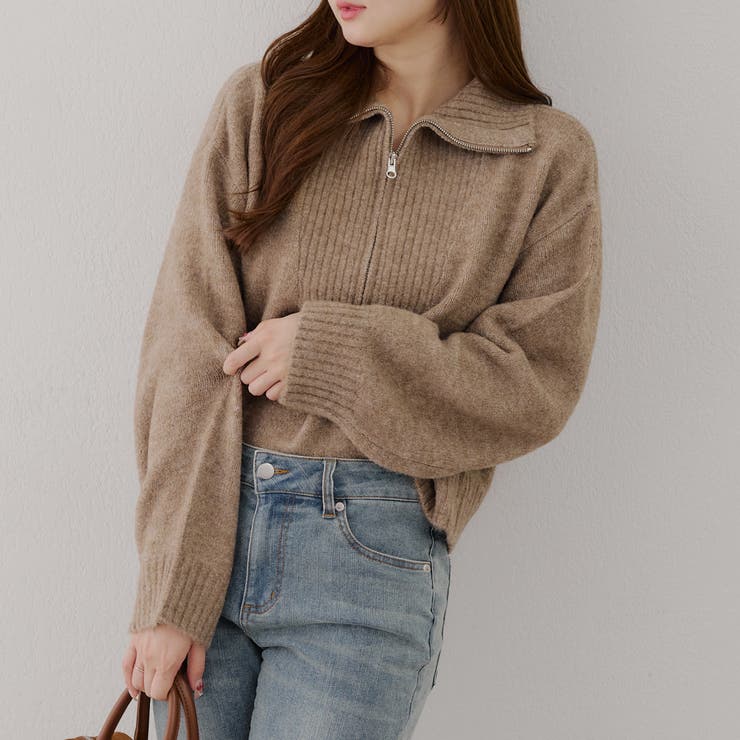 ブラウン | 【5色展開】ヤクタッチハーフジップニット | RMAF　NICE CLAUP / OLIVE des OLIVE