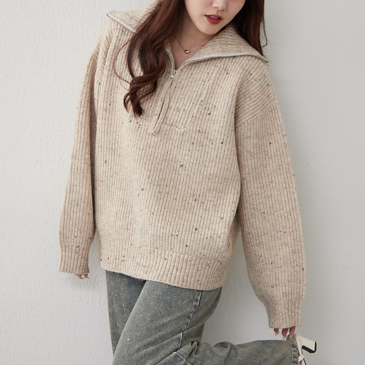 ネップ入りハーフジップニット | RMAF　NICE CLAUP / OLIVE des OLIVE | 詳細画像11 