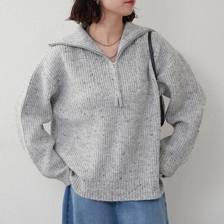 ネップ入りハーフジップニット | RMAF　NICE CLAUP / OLIVE des OLIVE | 詳細画像3 