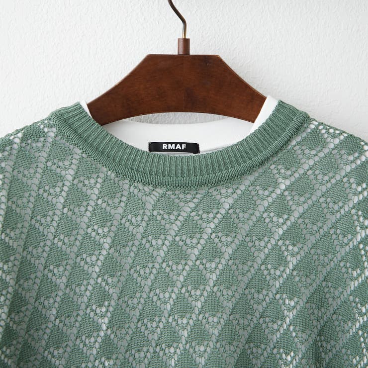 【セットアイテム】レイヤードスタイルが即完成！透かし編ベスト＆Tシャツ | RMAF　NICE CLAUP / OLIVE des OLIVE | 詳細画像3 