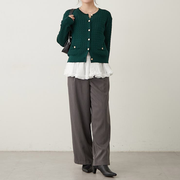リップル洋品店（現ezu）カシュクール コート ロングカーディガン グリーン continuer de NICE CLAUP/モッサロングコート｜NICE CLAUP/OLIVE