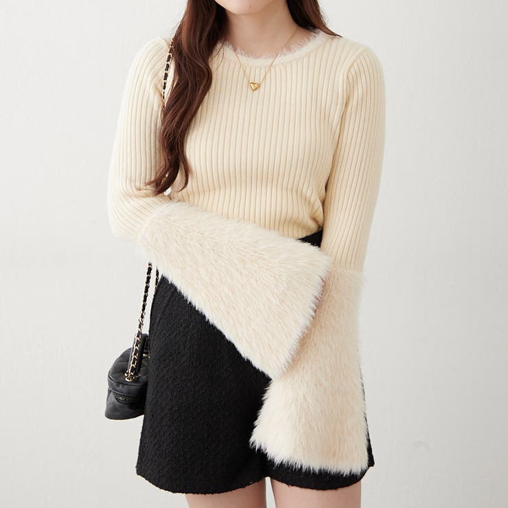 【Web限定】フェザー切替ニット | RMAF　NICE CLAUP / OLIVE des OLIVE | 詳細画像3 