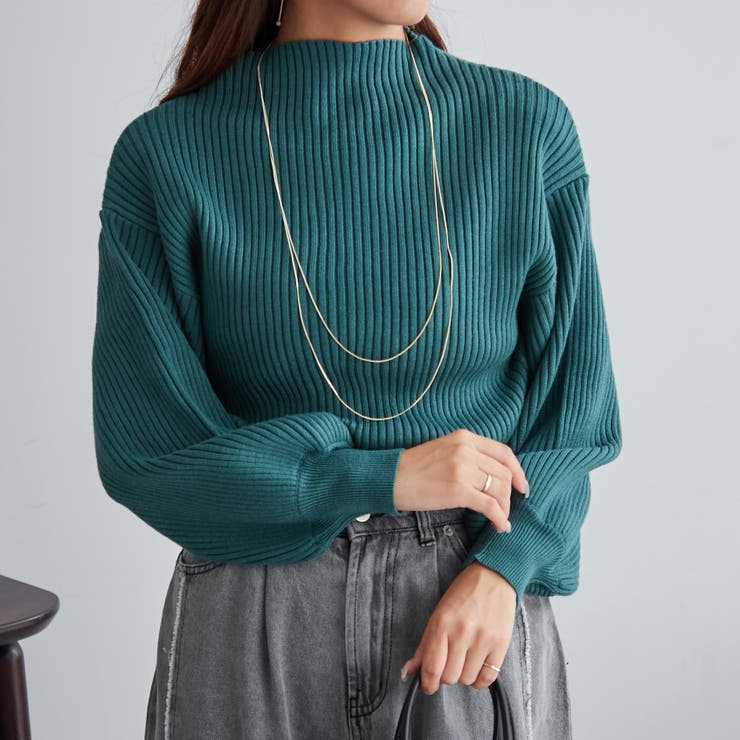 グリーン | PBTボトルネックプルオーバー | NICE CLAUP / OLIVE des OLIVE　OUTLET