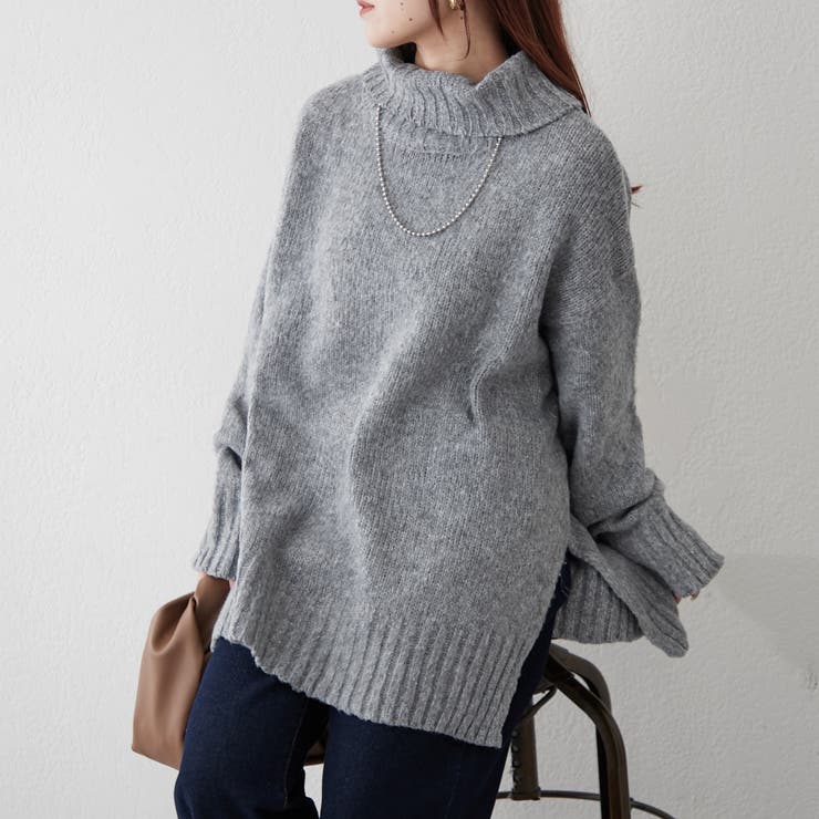 グレー | タートルネック起毛トップス | NICE CLAUP / OLIVE des OLIVE　OUTLET