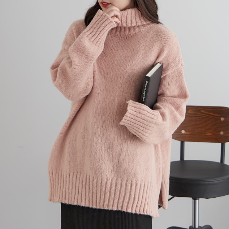 ピンク | タートルネック起毛トップス | NICE CLAUP / OLIVE des OLIVE　OUTLET