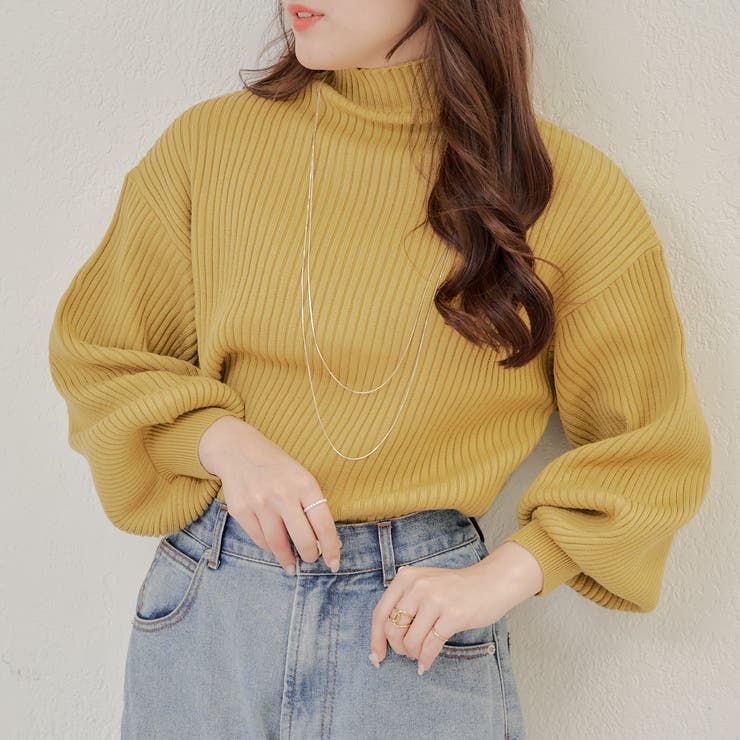 イエロー | PBTパフスリーブニット | NICE CLAUP / OLIVE des OLIVE　OUTLET