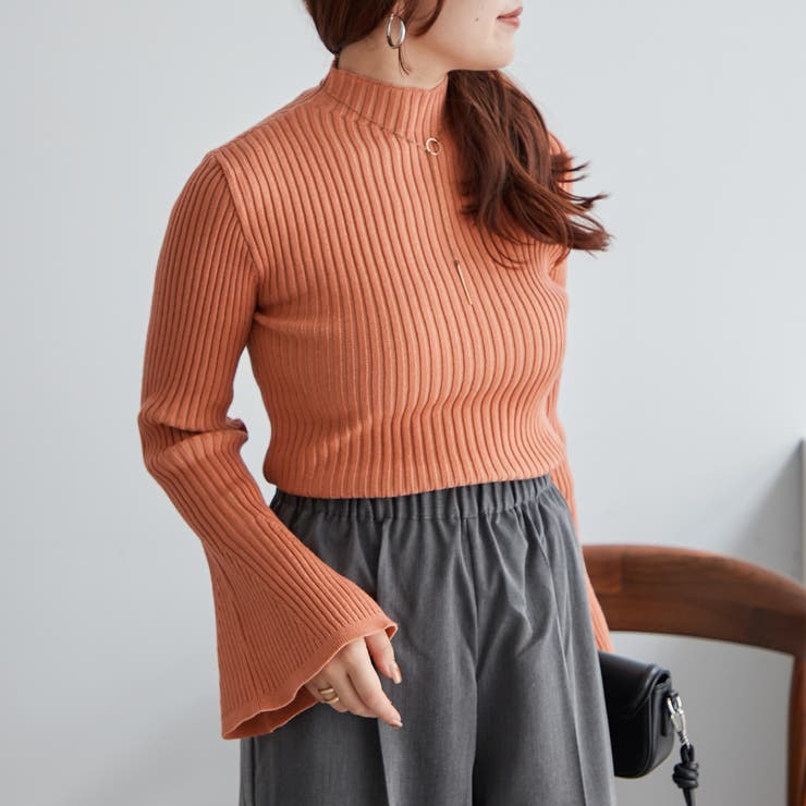 オレンジ | 【Web限定】袖フレアニット | NICE CLAUP / OLIVE des OLIVE　OUTLET