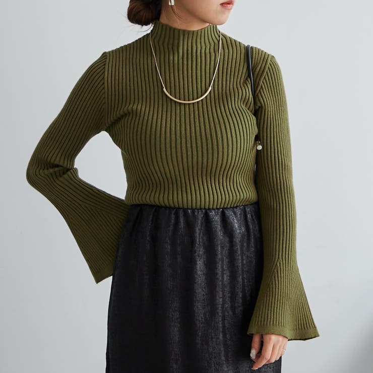 カーキ | 【Web限定】袖フレアニット | NICE CLAUP / OLIVE des OLIVE　OUTLET
