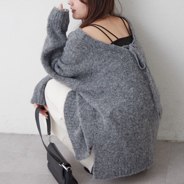 ブークレV開きニットプルオーバー | RMAF　NICE CLAUP / OLIVE des OLIVE | 詳細画像1 