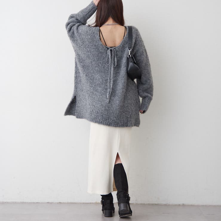 ブークレV開きニットプルオーバー | RMAF　NICE CLAUP / OLIVE des OLIVE | 詳細画像12 