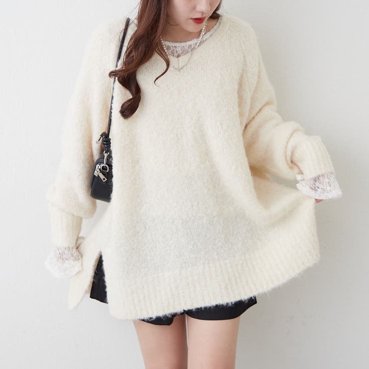 ブークレV開きニットプルオーバー | RMAF　NICE CLAUP / OLIVE des OLIVE | 詳細画像15 