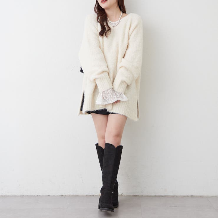 ブークレV開きニットプルオーバー | RMAF　NICE CLAUP / OLIVE des OLIVE | 詳細画像20 