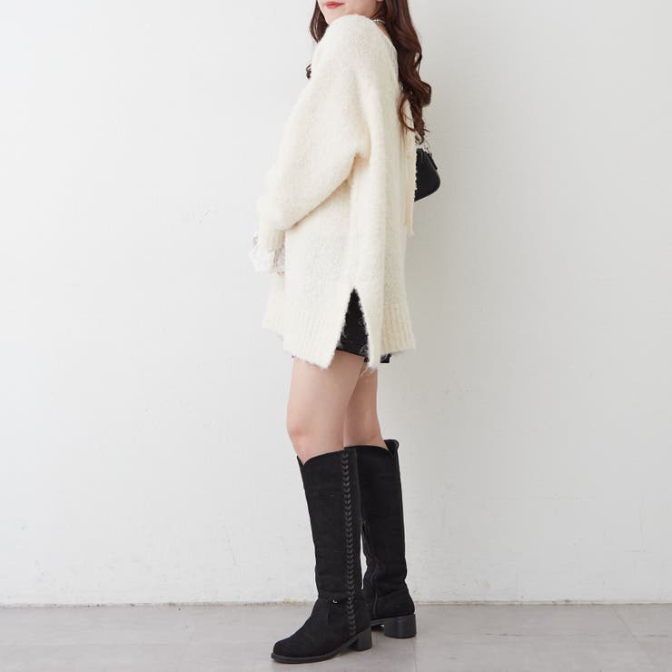 ブークレV開きニットプルオーバー | RMAF　NICE CLAUP / OLIVE des OLIVE | 詳細画像22 