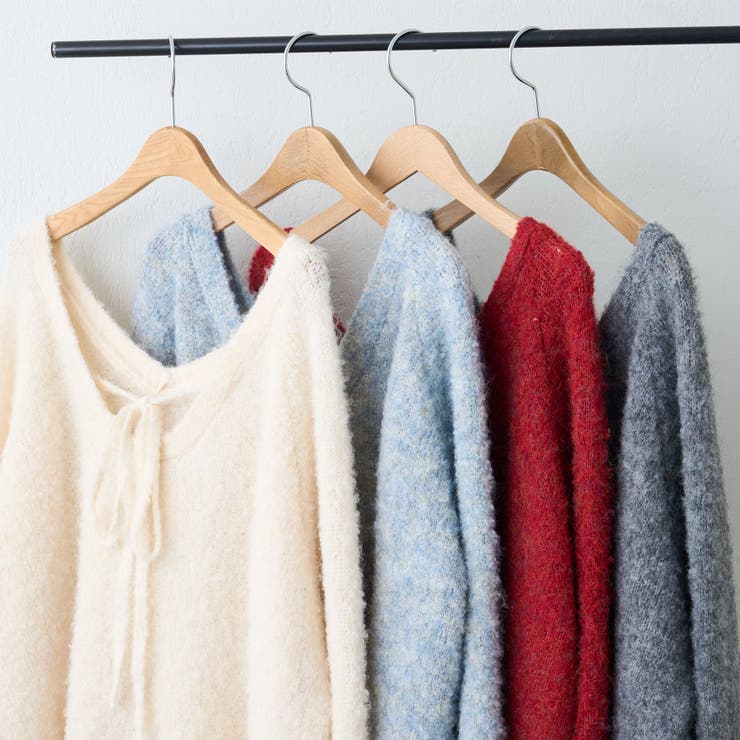 ブークレV開きニットプルオーバー | RMAF　NICE CLAUP / OLIVE des OLIVE | 詳細画像2 