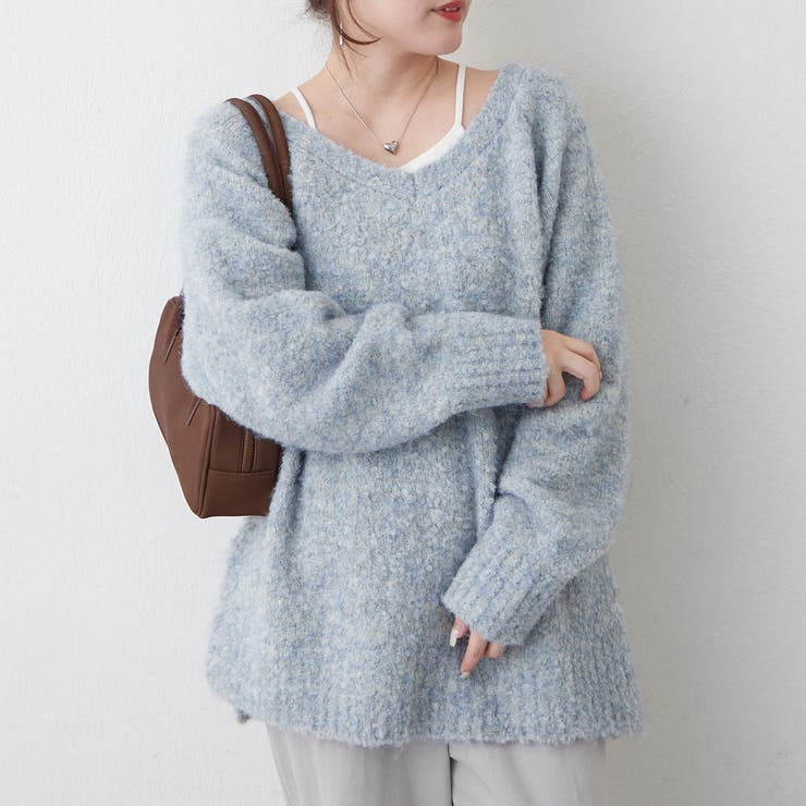 ブークレV開きニットプルオーバー | RMAF　NICE CLAUP / OLIVE des OLIVE | 詳細画像27 