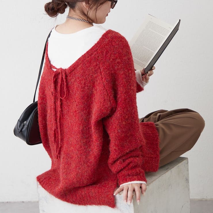 ブークレV開きニットプルオーバー | RMAF　NICE CLAUP / OLIVE des OLIVE | 詳細画像35 