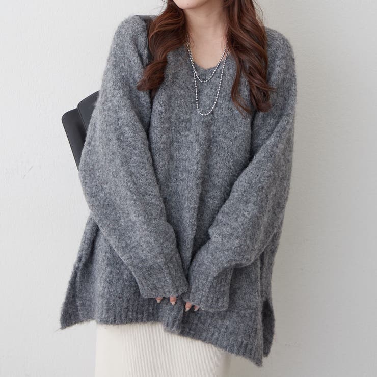 ブークレV開きニットプルオーバー | RMAF　NICE CLAUP / OLIVE des OLIVE | 詳細画像5 