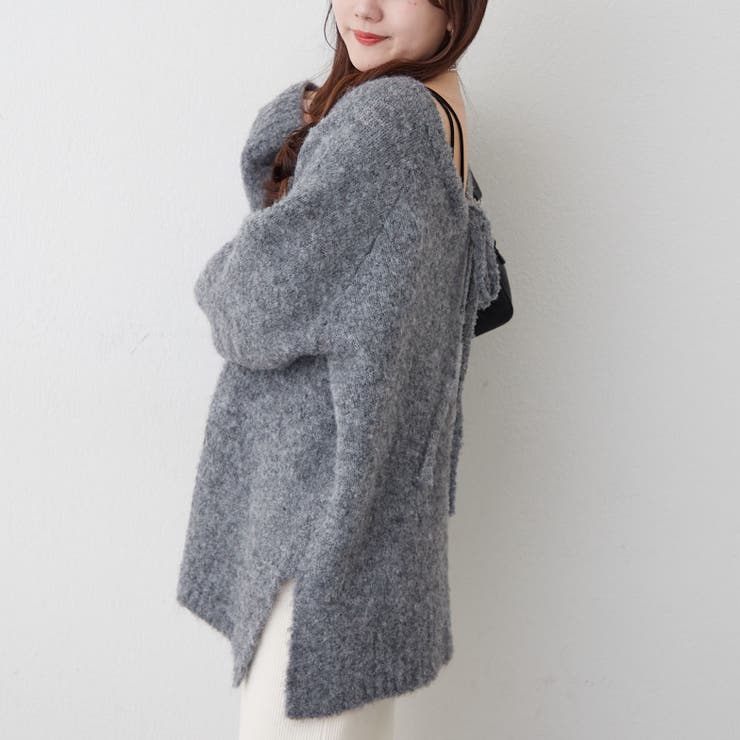 ブークレV開きニットプルオーバー | RMAF　NICE CLAUP / OLIVE des OLIVE | 詳細画像6 