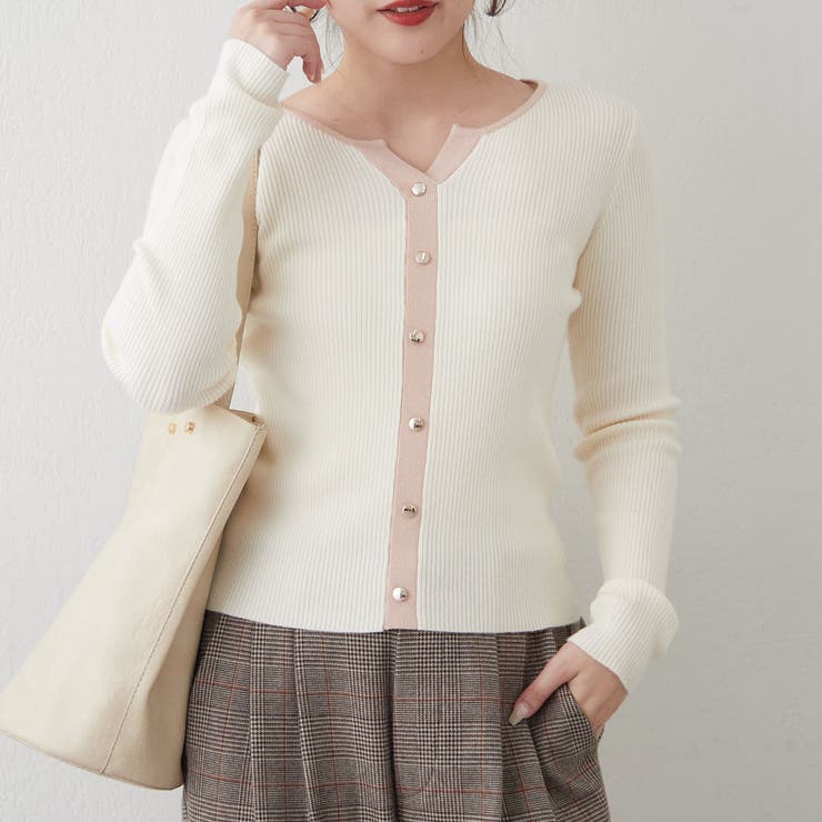 キーネックカーディガンライクリブプルオーバー | RMAF　NICE CLAUP / OLIVE des OLIVE | 詳細画像3 