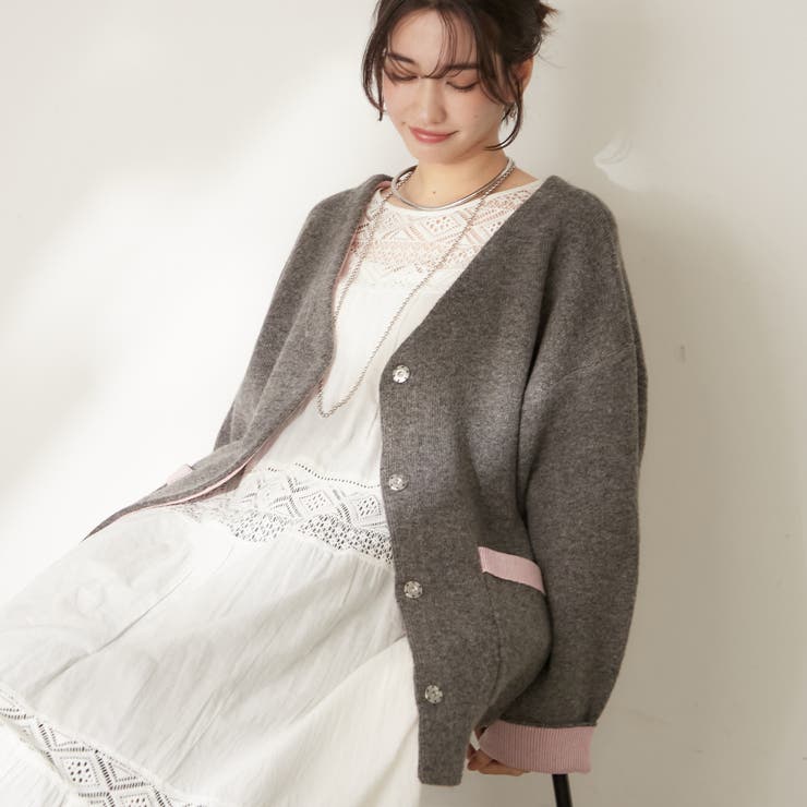 【nane】ダブルフェイスカーディガン | RMAF　NICE CLAUP / OLIVE des OLIVE | 詳細画像1 