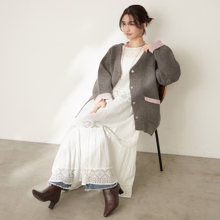 【nane】ダブルフェイスカーディガン | RMAF　NICE CLAUP / OLIVE des OLIVE | 詳細画像7 