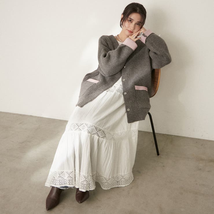 【nane】ダブルフェイスカーディガン | RMAF　NICE CLAUP / OLIVE des OLIVE | 詳細画像9 