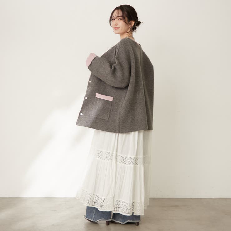 【nane】ダブルフェイスカーディガン | RMAF　NICE CLAUP / OLIVE des OLIVE | 詳細画像13 