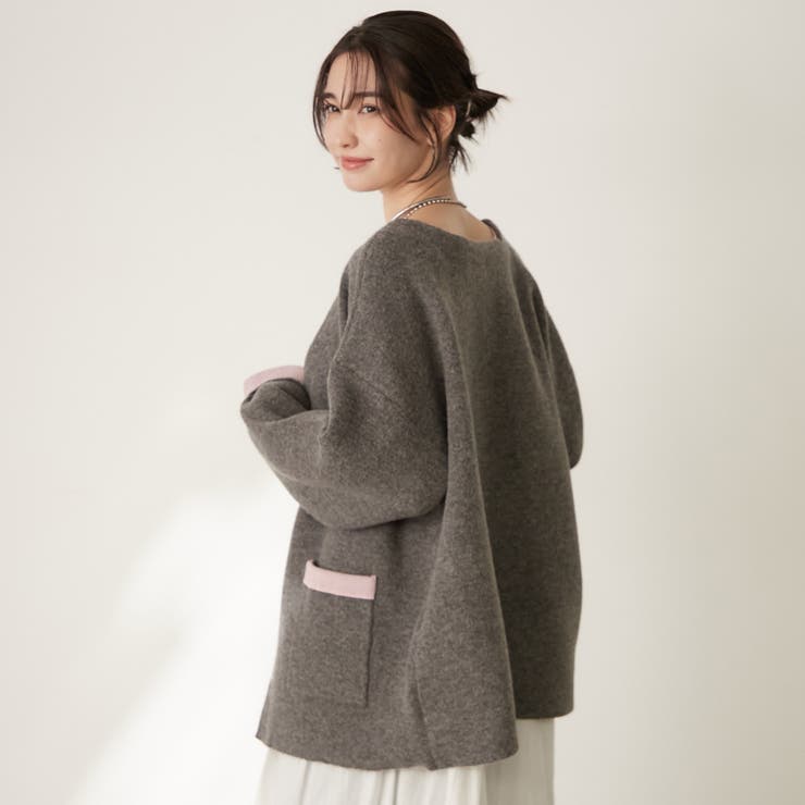 【nane】ダブルフェイスカーディガン | RMAF　NICE CLAUP / OLIVE des OLIVE | 詳細画像5 