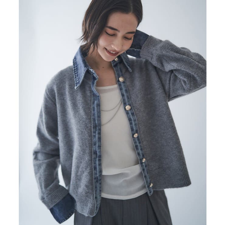 【Web限定】【nane】デニムドッキングカーディガン | RMAF　NICE CLAUP / OLIVE des OLIVE | 詳細画像2 