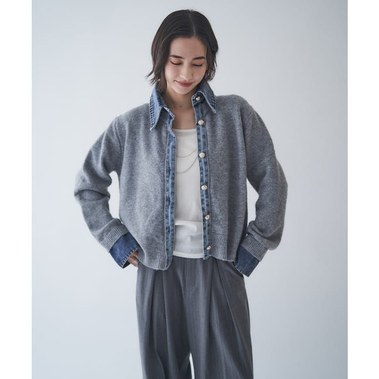 【Web限定】【nane】デニムドッキングカーディガン | RMAF　NICE CLAUP / OLIVE des OLIVE | 詳細画像3 