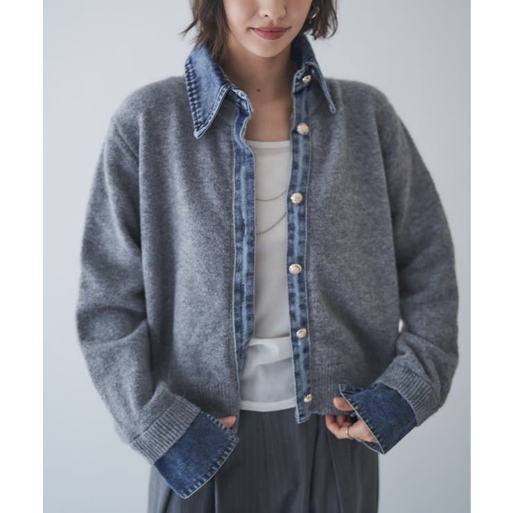 【Web限定】【nane】デニムドッキングカーディガン | RMAF　NICE CLAUP / OLIVE des OLIVE | 詳細画像4 