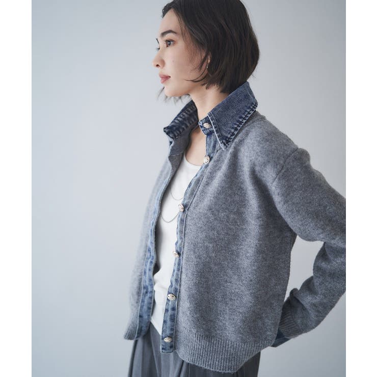 【Web限定】【nane】デニムドッキングカーディガン | RMAF　NICE CLAUP / OLIVE des OLIVE | 詳細画像5 