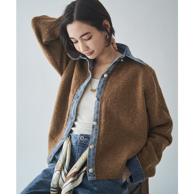 ブラウン | 【Web限定】【nane】デニムドッキングカーディガン | RMAF　NICE CLAUP / OLIVE des OLIVE