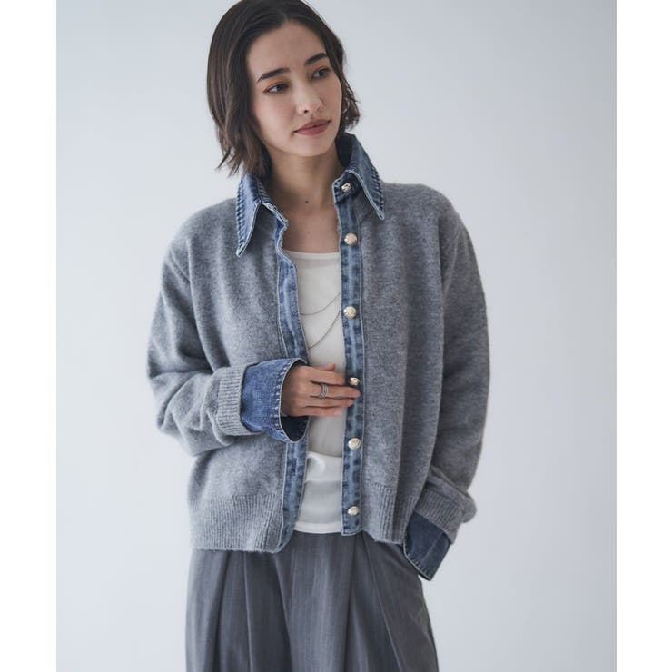 グレー | 【Web限定】【nane】デニムドッキングカーディガン | RMAF　NICE CLAUP / OLIVE des OLIVE