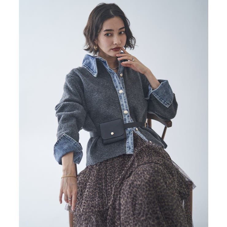 チャコール | 【Web限定】【nane】デニムドッキングカーディガン | RMAF　NICE CLAUP / OLIVE des OLIVE