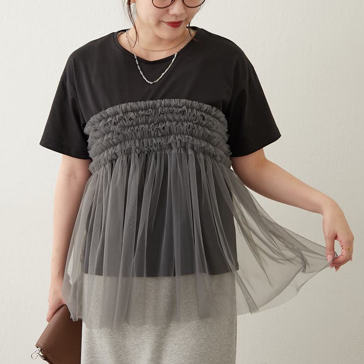 チュールフリルドッキングTシャツ | RMAF　NICE CLAUP / OLIVE des OLIVE | 詳細画像1 