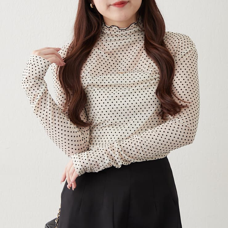 アイボリー | ドットチュールハイネックプルオーバー | RMAF　NICE CLAUP / OLIVE des OLIVE