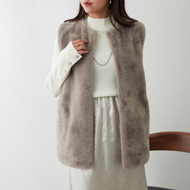 フェイクファーロングベスト | RMAF　NICE CLAUP / OLIVE des OLIVE | 詳細画像19 