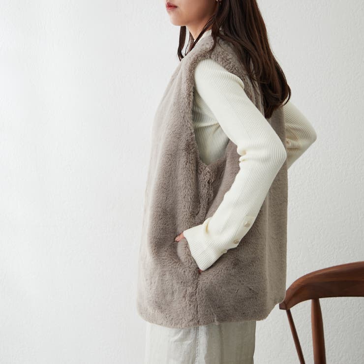 フェイクファーロングベスト | RMAF　NICE CLAUP / OLIVE des OLIVE | 詳細画像22 