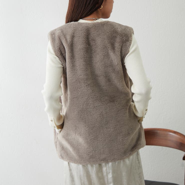 フェイクファーロングベスト | RMAF　NICE CLAUP / OLIVE des OLIVE | 詳細画像23 