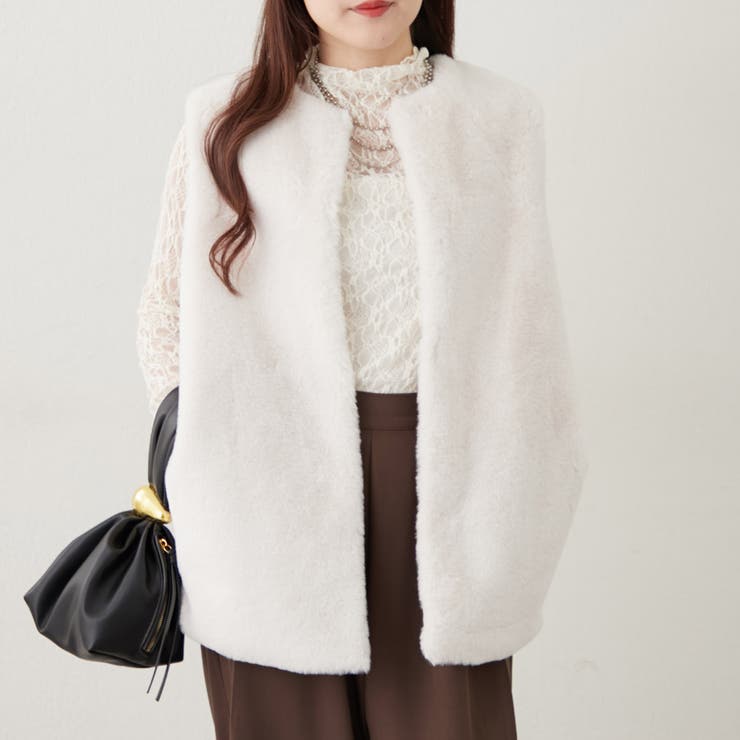 フェイクファーロングベスト | RMAF　NICE CLAUP / OLIVE des OLIVE | 詳細画像2 