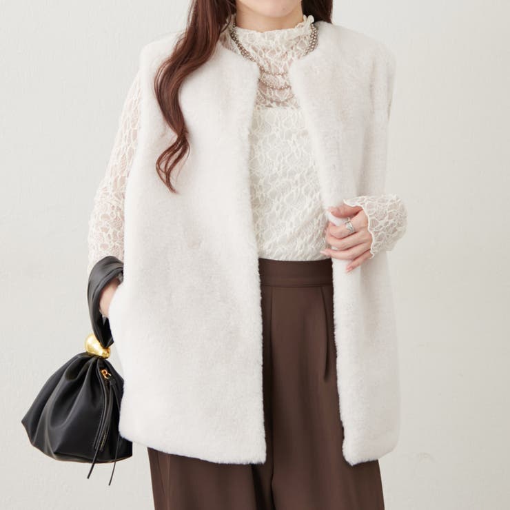 フェイクファーロングベスト | RMAF　NICE CLAUP / OLIVE des OLIVE | 詳細画像3 