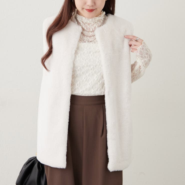 フェイクファーロングベスト | RMAF　NICE CLAUP / OLIVE des OLIVE | 詳細画像4 