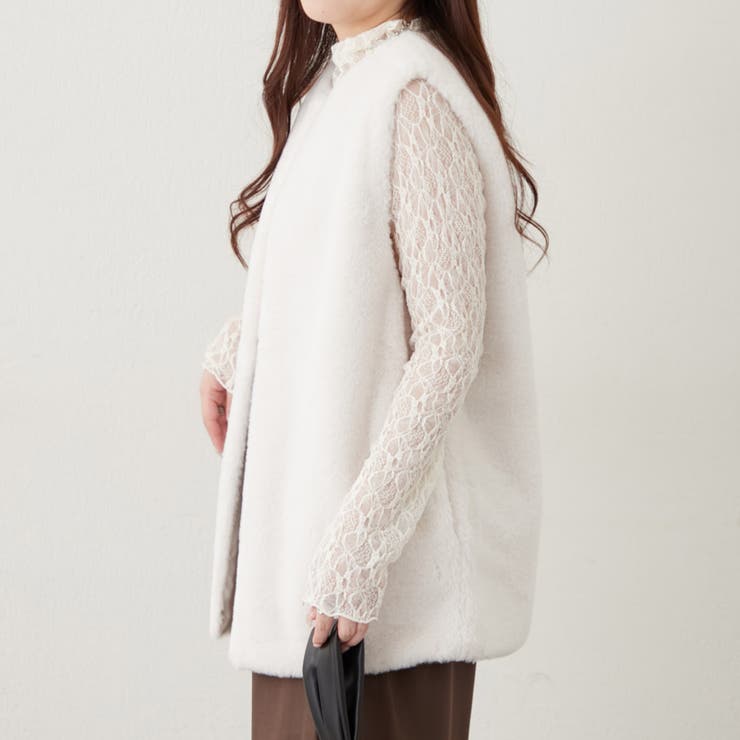 フェイクファーロングベスト | RMAF　NICE CLAUP / OLIVE des OLIVE | 詳細画像5 