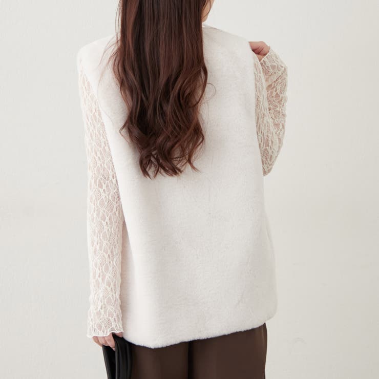 フェイクファーロングベスト | RMAF　NICE CLAUP / OLIVE des OLIVE | 詳細画像6 