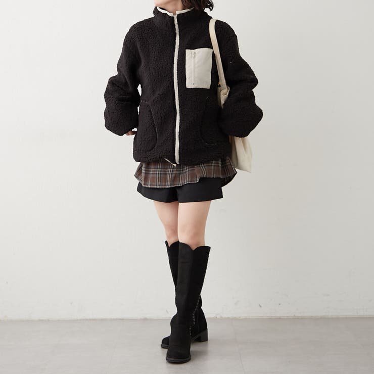 ボア配色スタンドオーバーブルゾン | RMAF　NICE CLAUP / OLIVE des OLIVE | 詳細画像23 