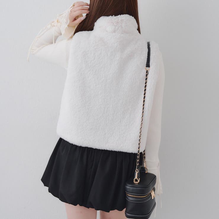 ラビット風ファーダブルジップベスト | RMAF　NICE CLAUP / OLIVE des OLIVE | 詳細画像4 