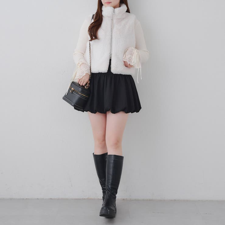 ラビット風ファーダブルジップベスト | RMAF　NICE CLAUP / OLIVE des OLIVE | 詳細画像5 