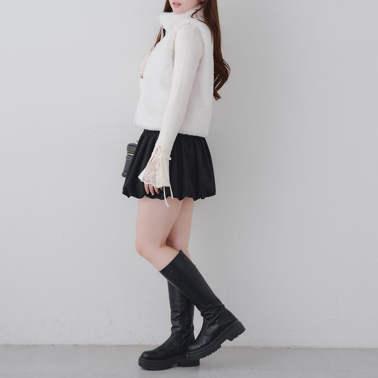 ラビット風ファーダブルジップベスト | RMAF　NICE CLAUP / OLIVE des OLIVE | 詳細画像7 