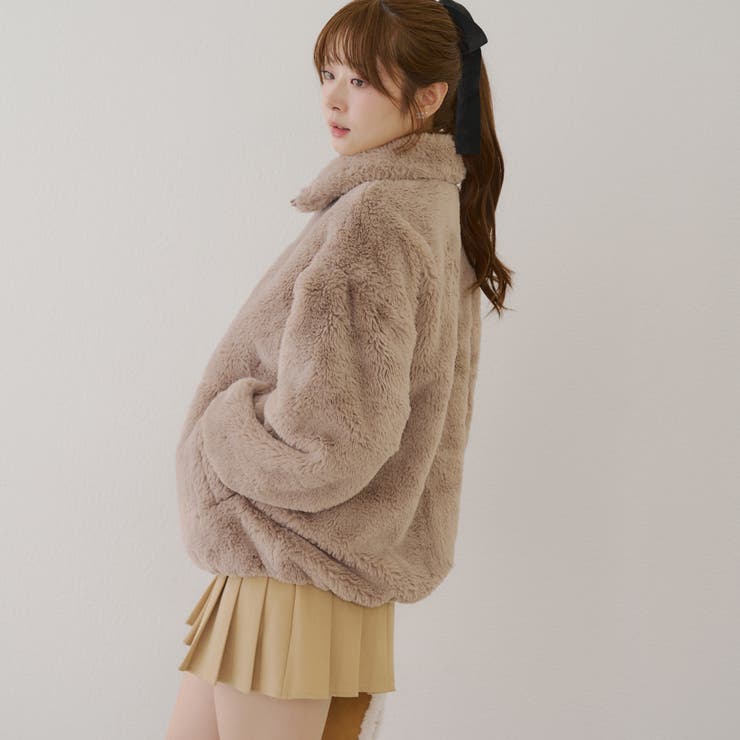 ap retro ボリュームファースタンドカラーブルゾン / ファーコート